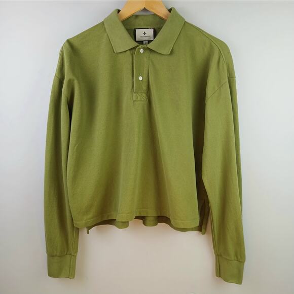 Tuckernuck Women's SZ M Winetasting Long Sleeve Pique Holmes Boyfriend Polo $128 - Picture 2 of 4